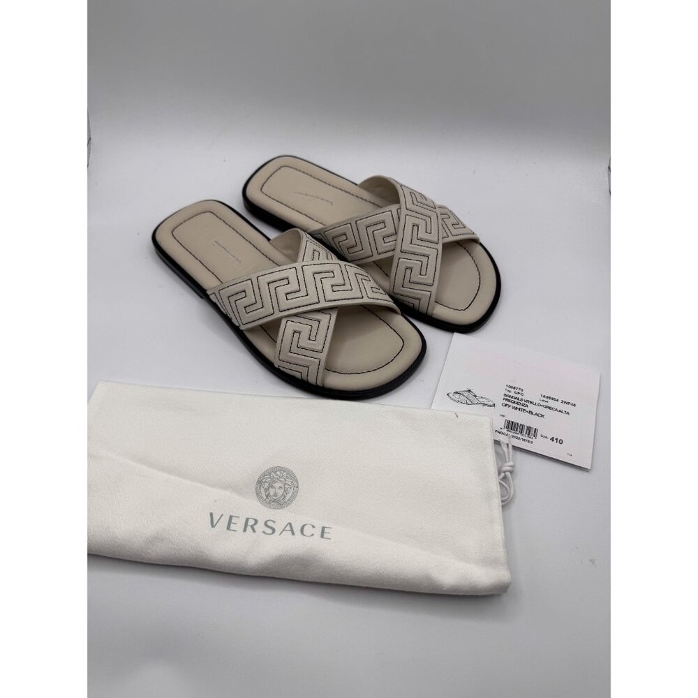 Versace Off White Motif Sandals Size 41 - Picture 14 of 16